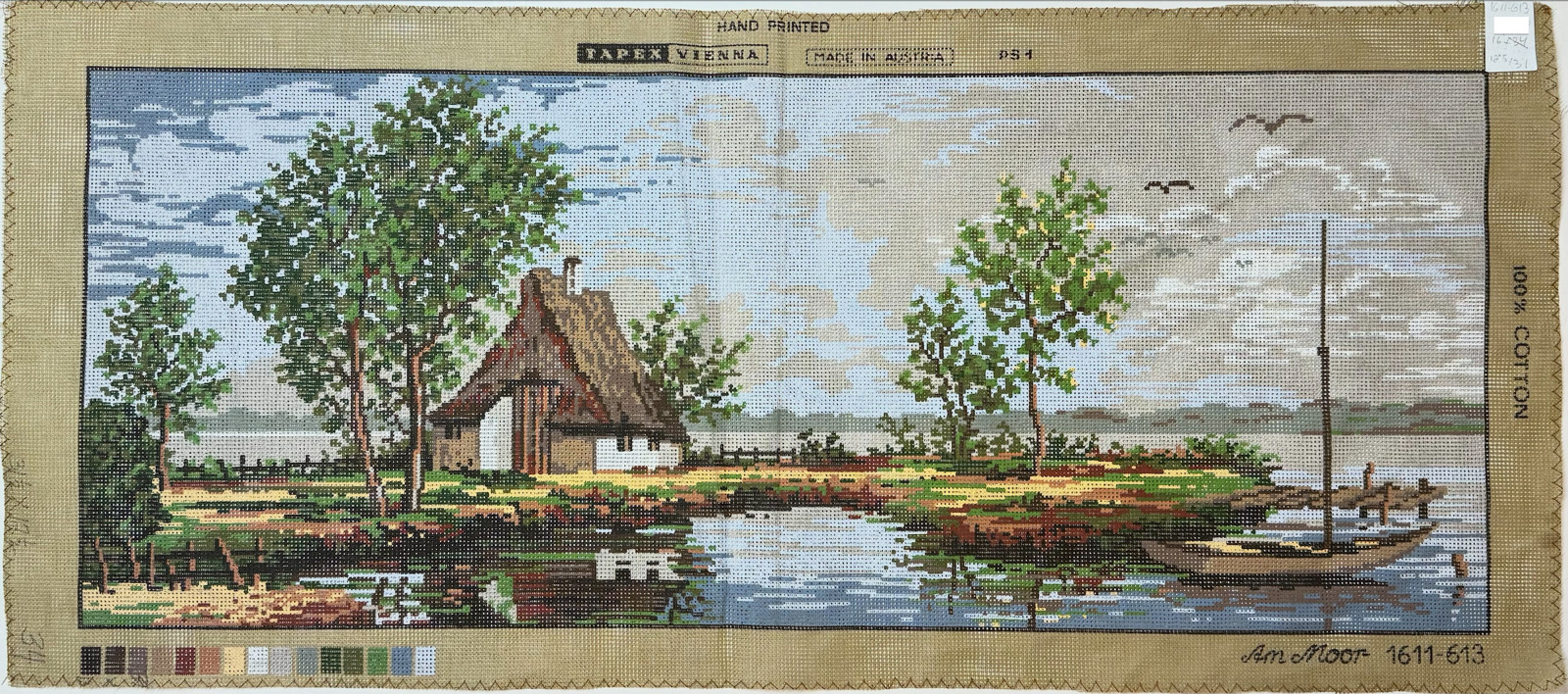 Tapex Vienna "Am Moor" HOUSE ON LAKE Needlepoint Canvas 31.25" x 12.5" 1611-613