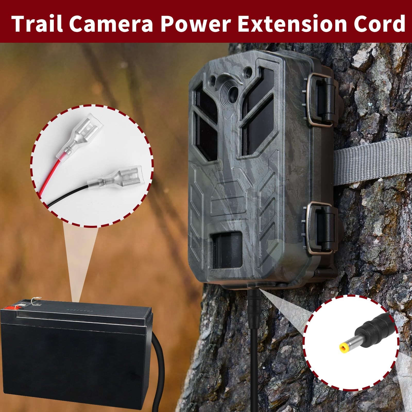 Trail Camera Power Cord,5.5x2.1mm DC Plug External Cable Compatible...