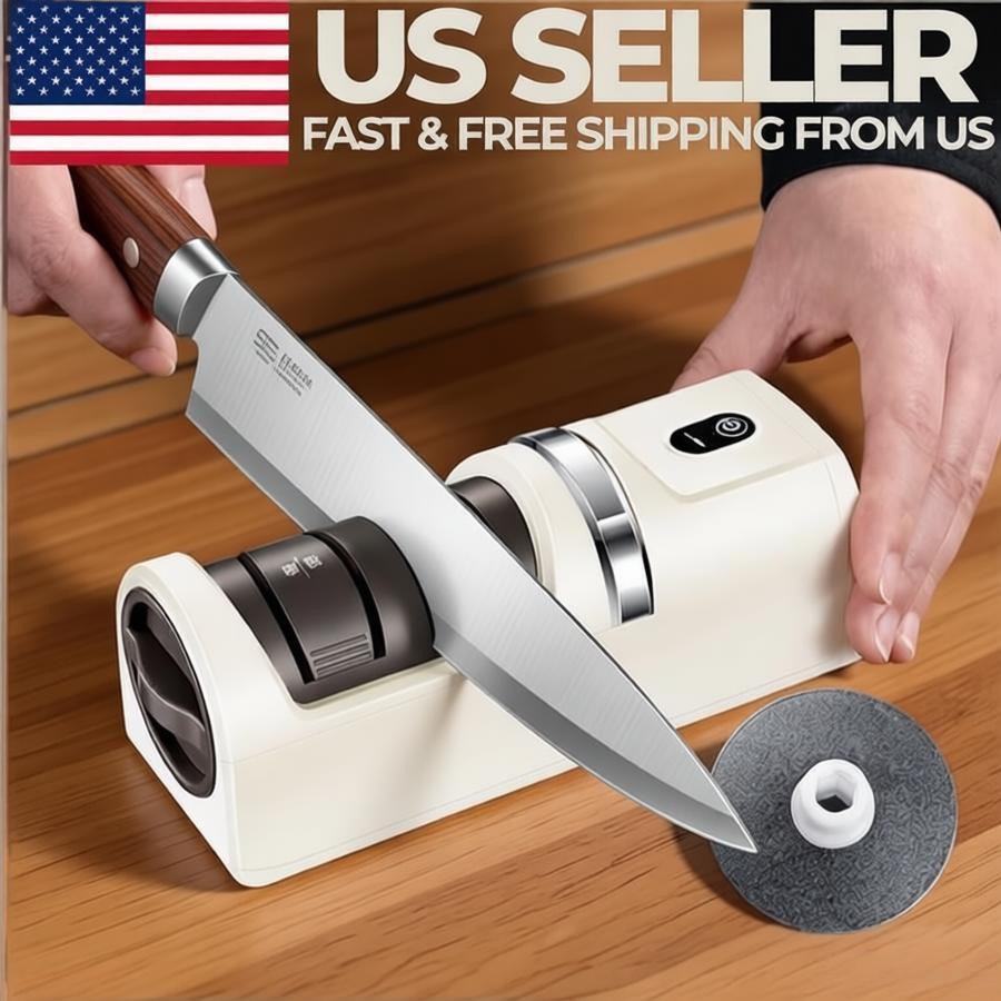 USB Rechargeable Cordless Electric Knife Sharpener 3 Stage Diamond Grinder