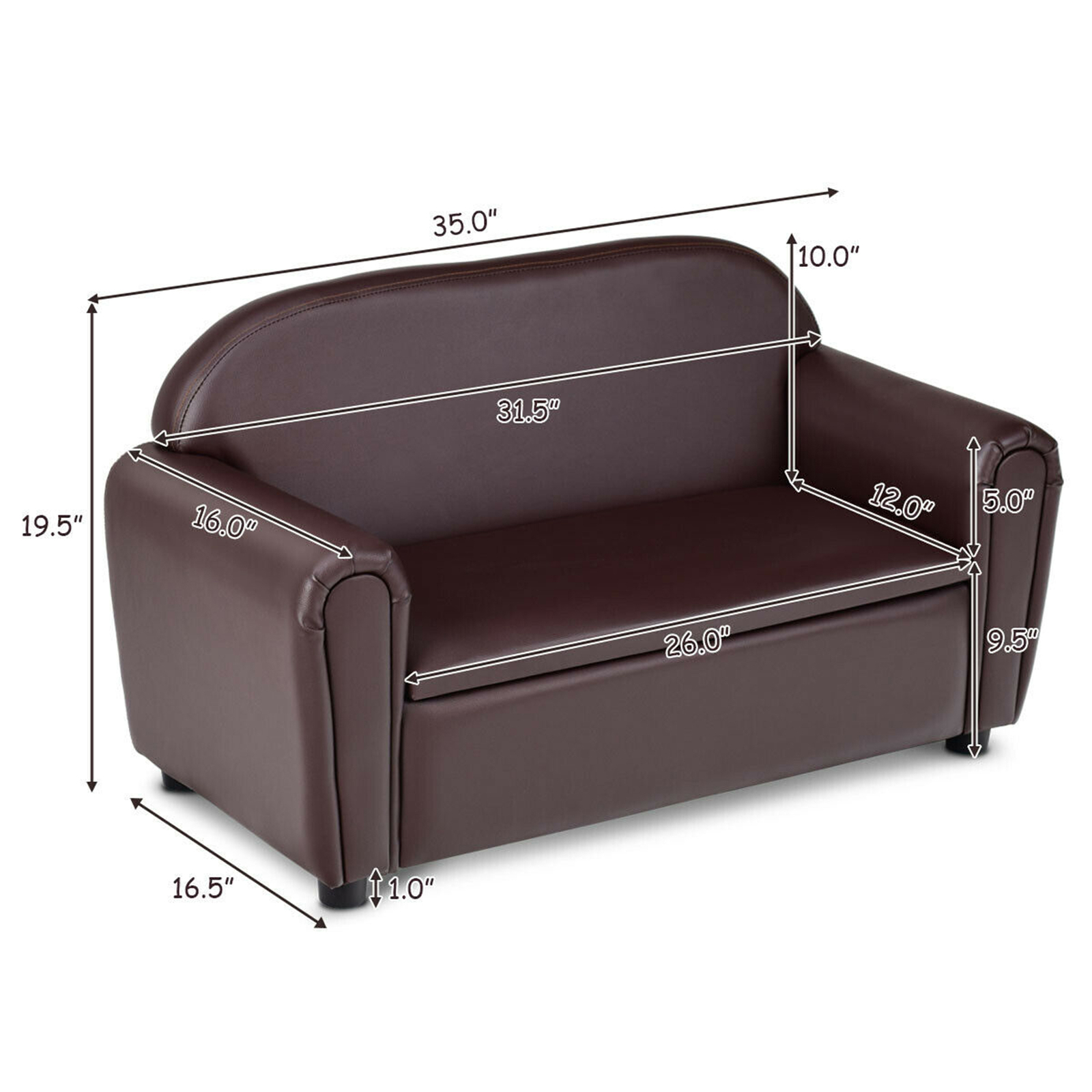 Kids Sofa Armrest Chair Lounge Couch Wood Construction Storage Box Living Room