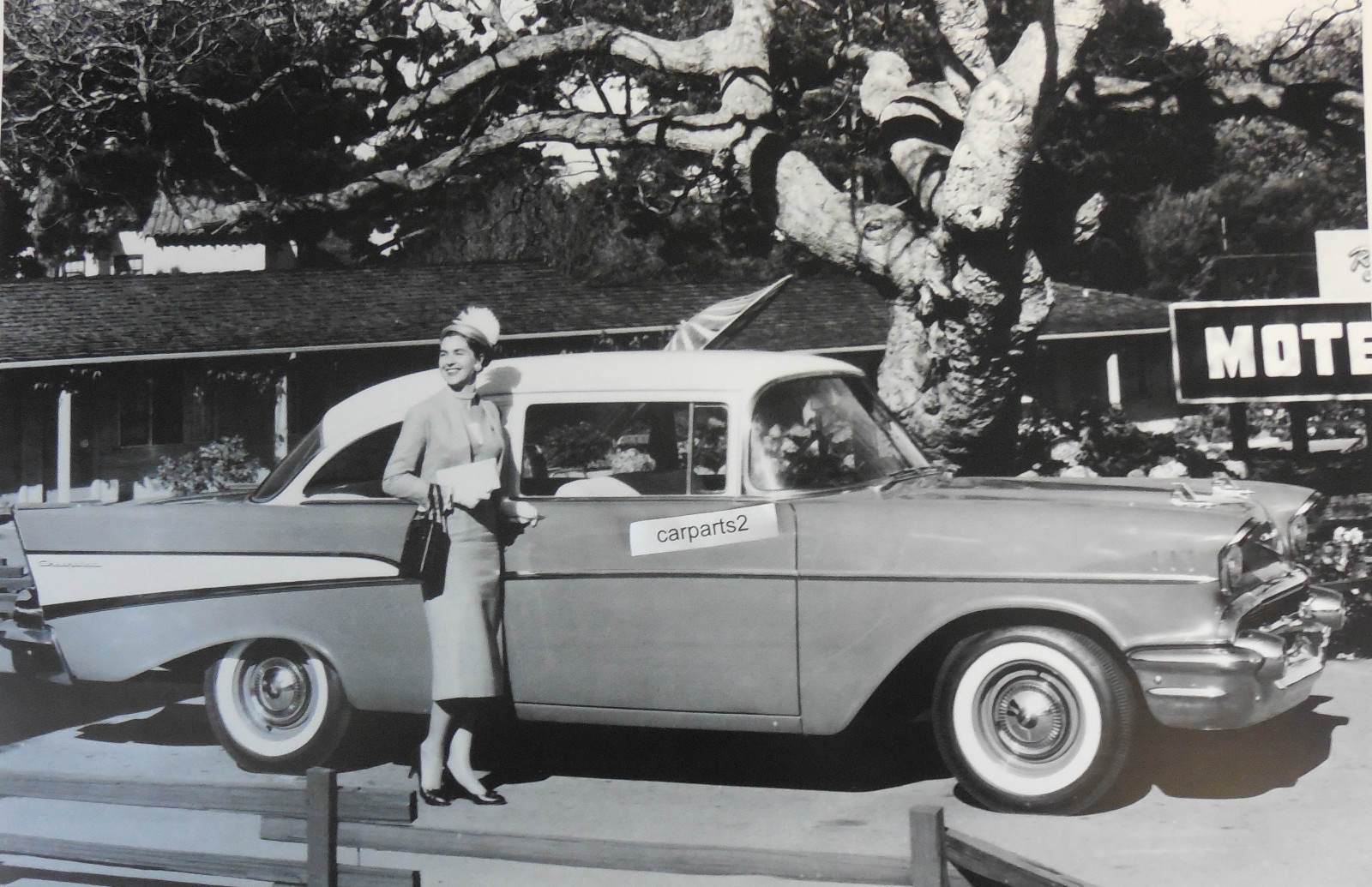 1957 Chevrolet "210" 2 door post 12 X 18" Black & White Picture