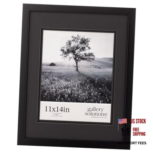 Gallery Solutions - Black Wood Wall Frame 11x14 Matted To 8x10 Black/Black