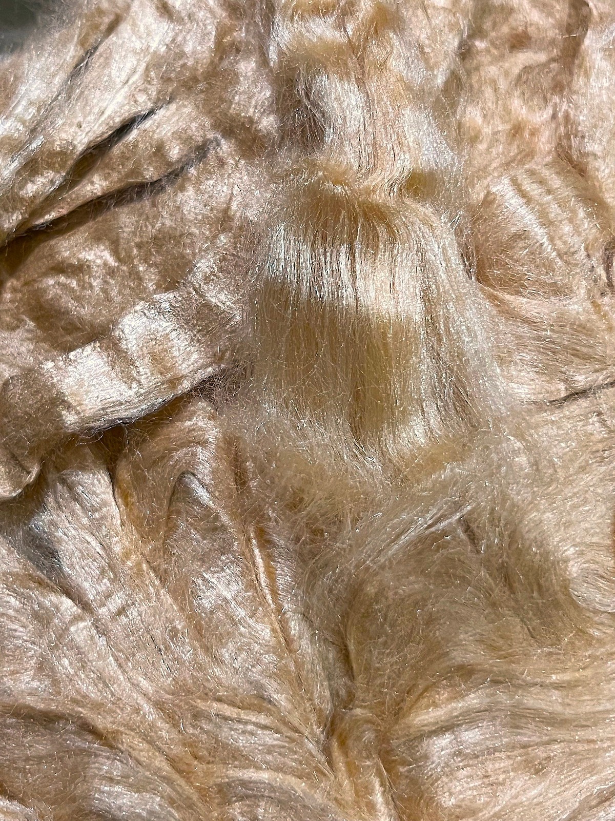 Tussah Silk Fiber for Spinning, Felting, Dyeing - 8 Oz ball Golden Combed Roving