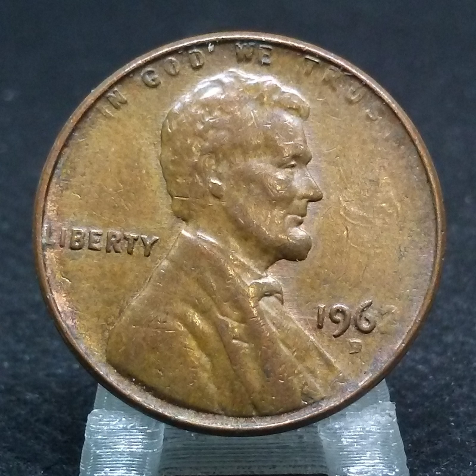 1962 D 1c Lincoln Cent Struck Thru grease