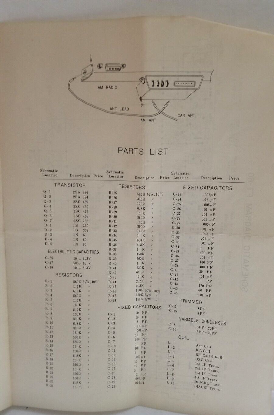 Inland Dynatronics Universal Manual Tuned All Transistor 12 Volt Radio Vintage