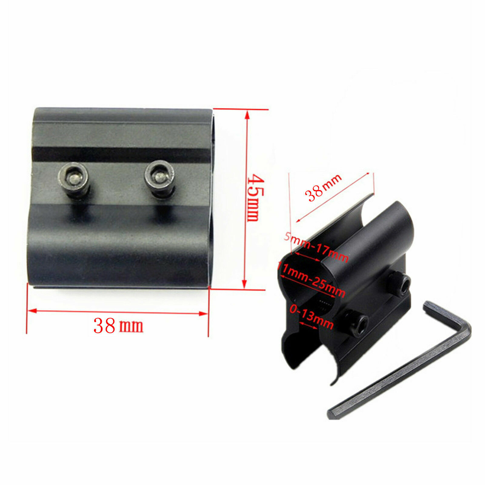 Tactical Barrel Clamp Ring Mount for Flashlight Laser Scope Rifle Gun Adapter