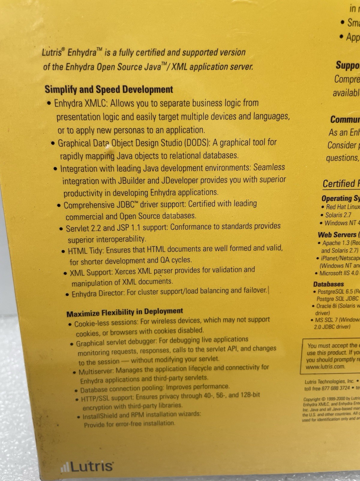 NEW SEALED LUTRIS ENHYDRA SOFTWARE OPEN SOURCE JAVA XML APPLICATION SERVER
