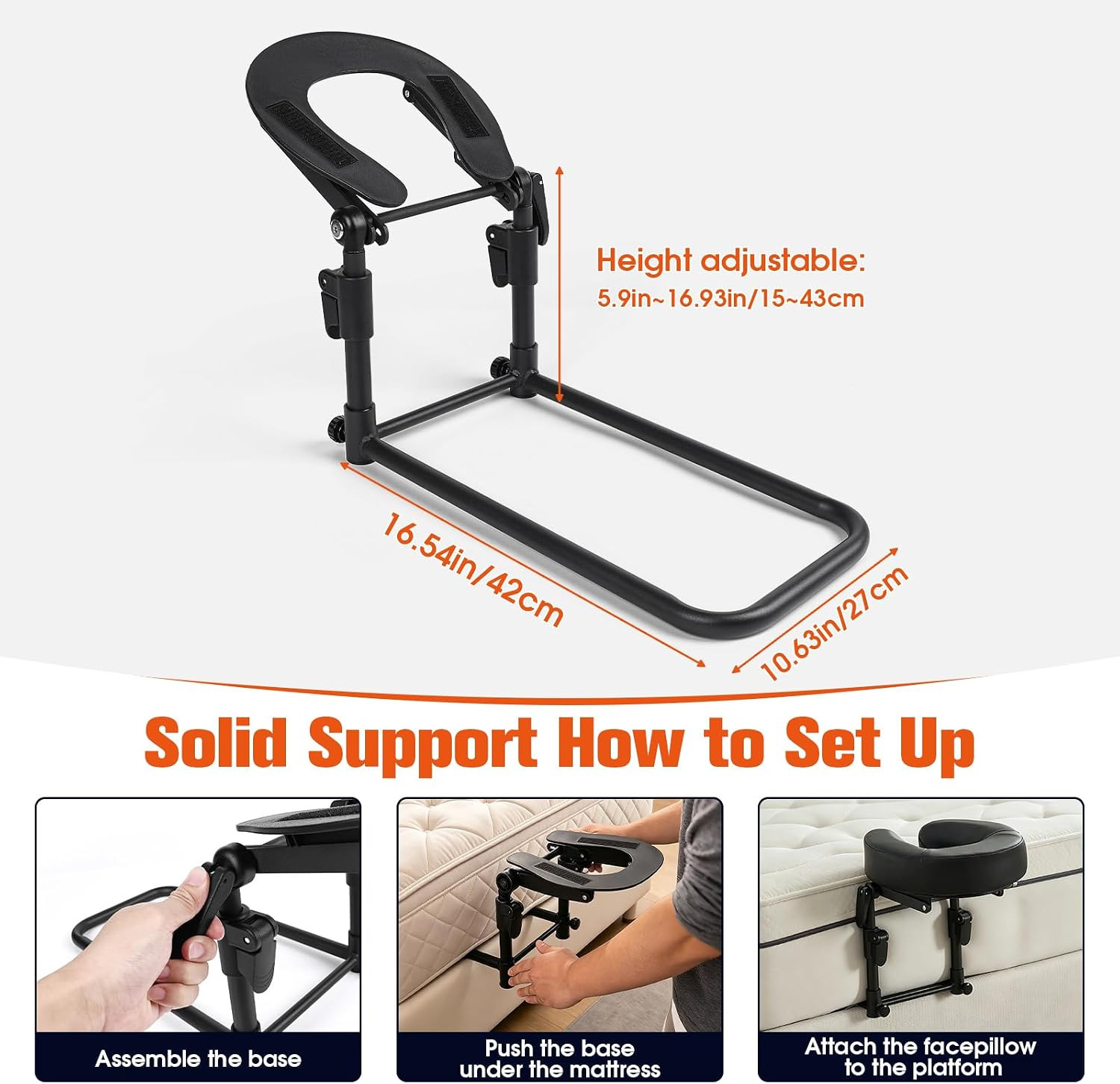 Adjustable Foldable Massage Headrest for Bed with Storage Bag - Home SPA Essenti