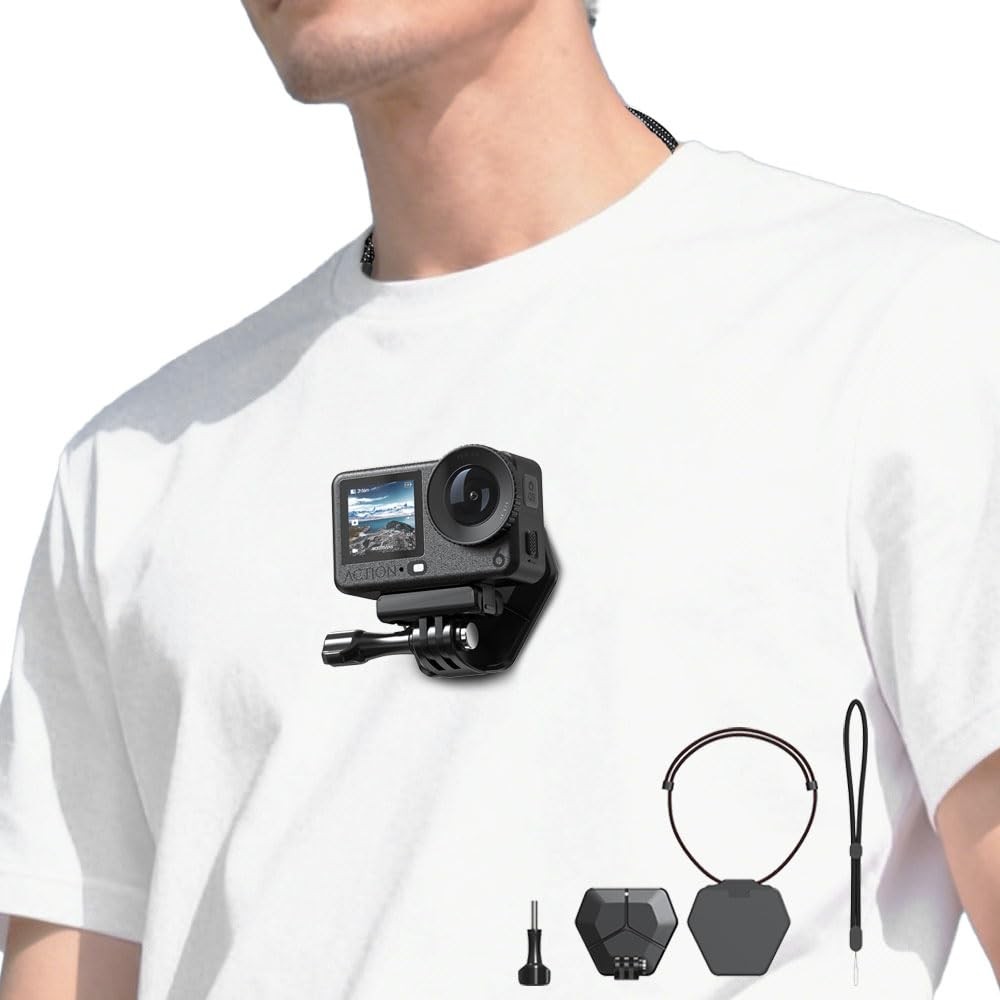 Magnetic Chest Mount for Action Camera with Neck Strap,360° POV Invisible Sel...