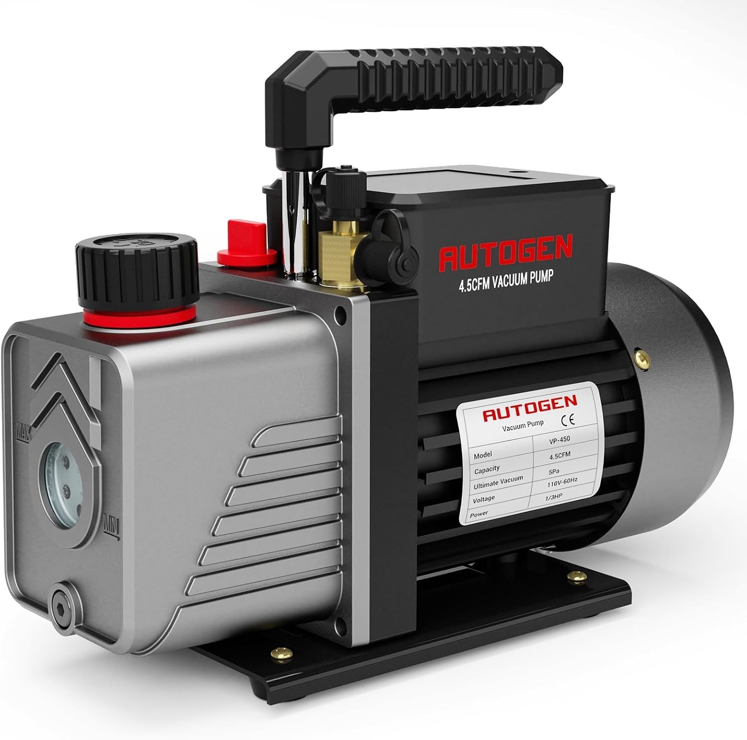 Single-Stage 4.5CFM Vacuum Pump, 1/3HP 5Pa 110V Air Vacuum Pump for R12 R22 R134