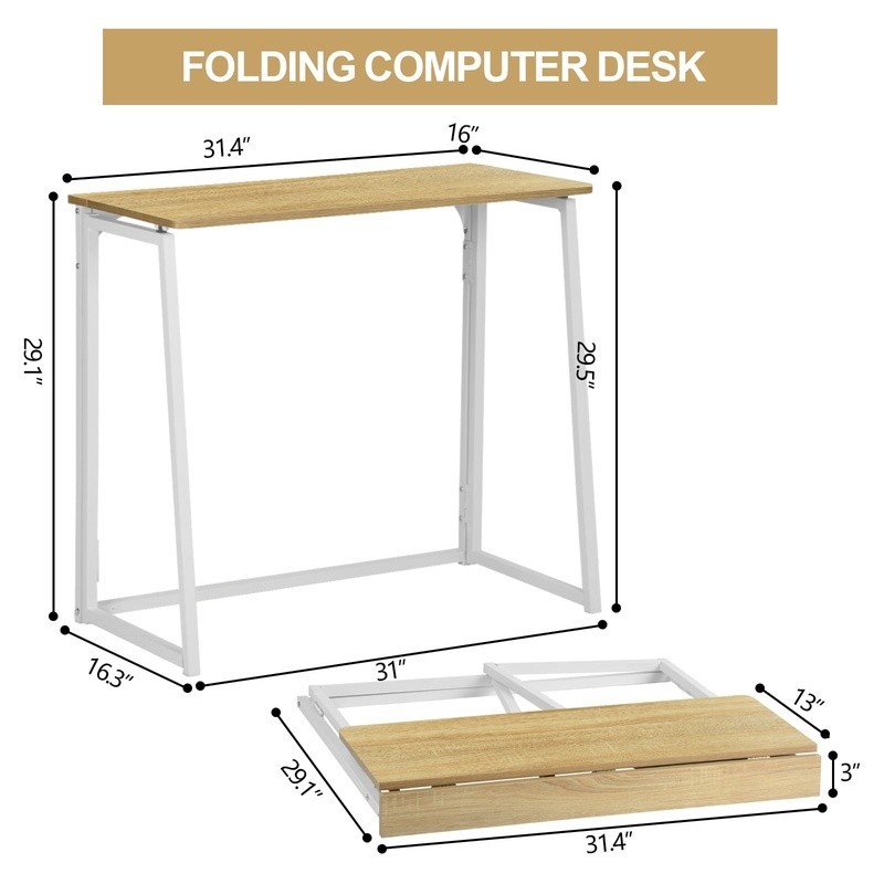 Folding Table Portable Compact Metal Frame Modern Design No Assembly Needed New