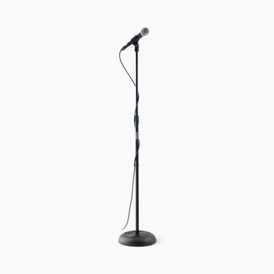 Round-Base Mic Stand + 3ft XLR Microphone Cable Bulk Vocal Studio Bundle