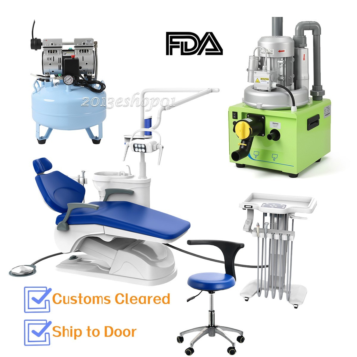 FDA Dental Unit Chair / Portable Dental Mobile Suction Unit/Air Compressor 24L