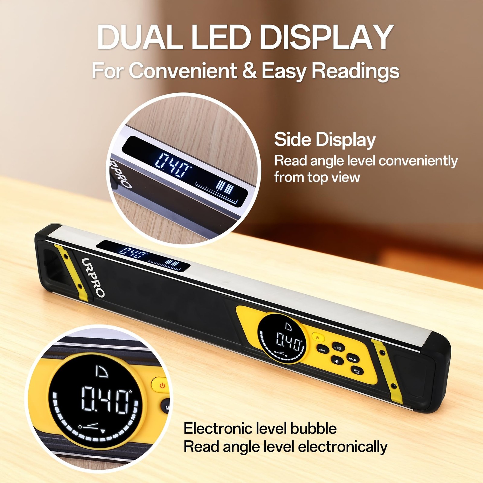 Inclinometer, Top View Screen Digital Torpedo Level and Protractor Neodymium ...