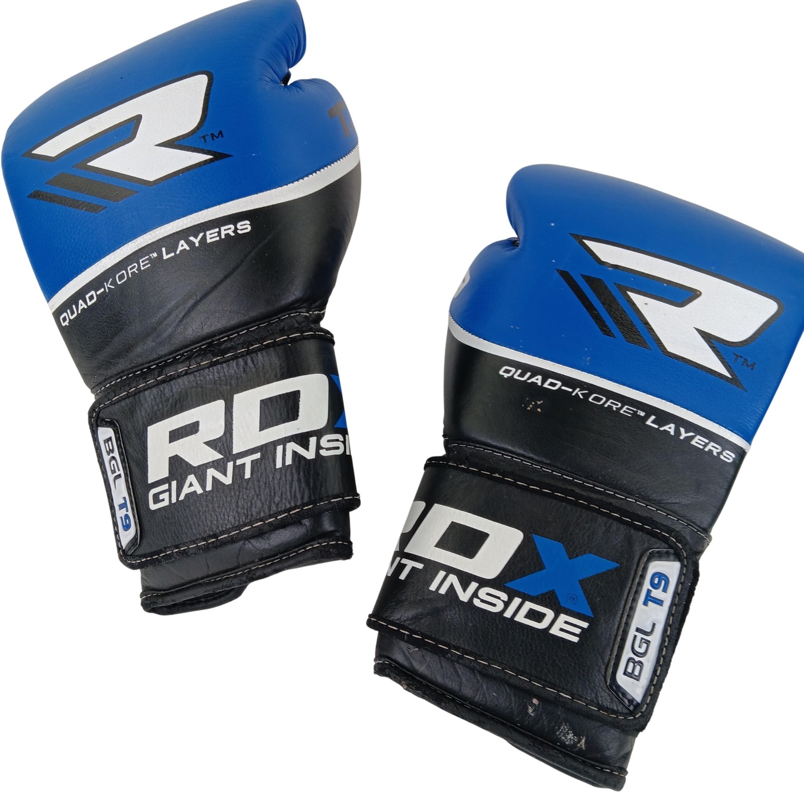 RDX BGL T9 Boxing Gloves 12 oz Blue Black Nappa Leather Quad-Kore MG-1