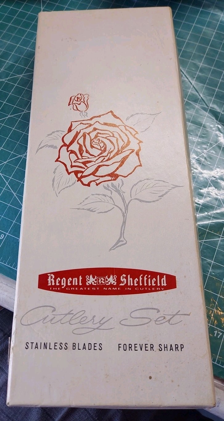 Regent Sheffield Cutlery Hollow Ground Carving With 6 Steak Knives Vtg New