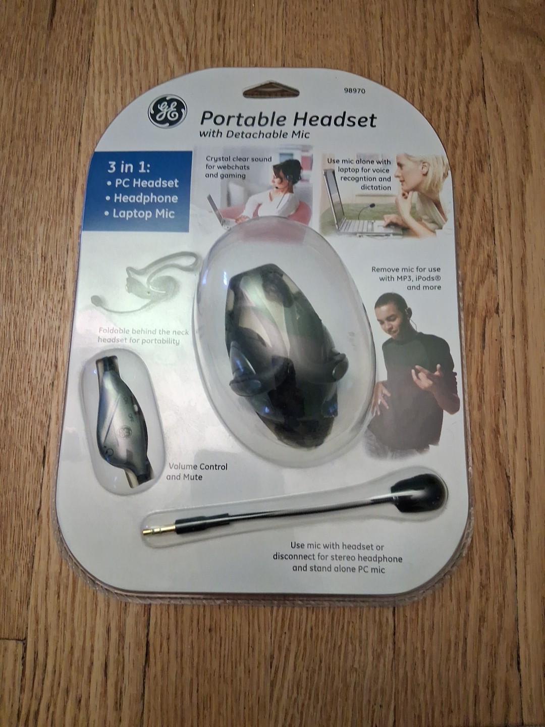 BRAND NEW GE Portable PC Headset With Detachable Microphone Brand 98970 GR6