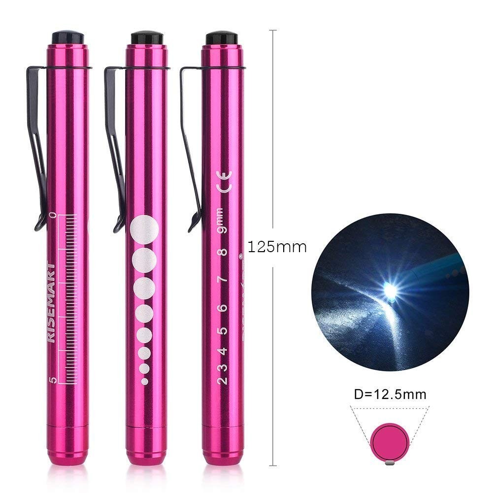 Portable Nurse Diagnostics LED Penlight with Pupil Gauge - 4 AAA Batteries