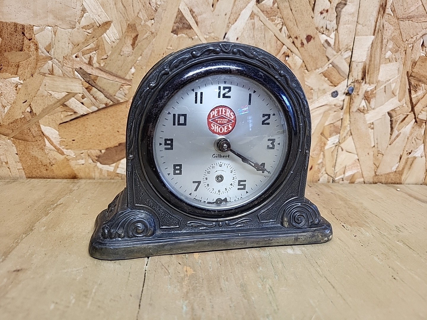 1930s Peters Diamond Brand Shoes, Heavy Gilbert Clock Pot Metal
