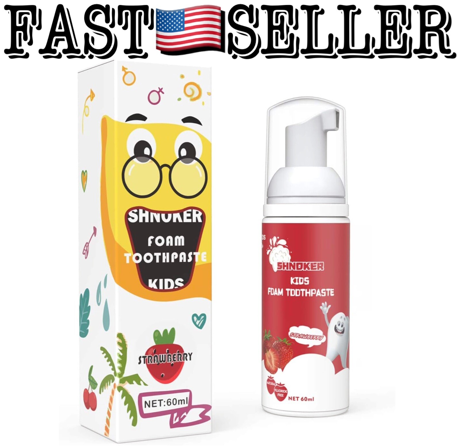Kids Foam Toothpaste Natural Strawberry Flavor Electric Brush 60ml Exp:12/11/25