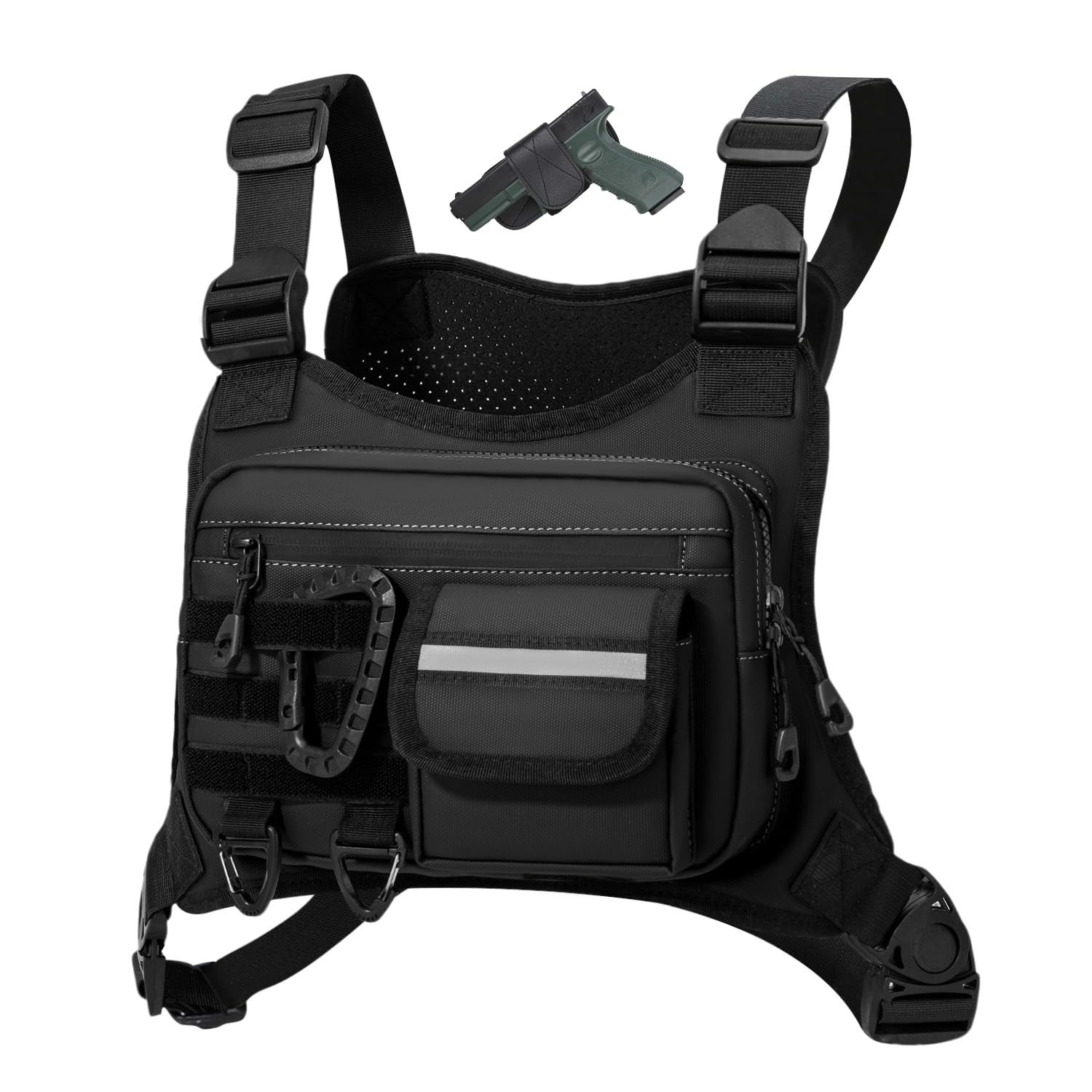 Outdoor Chest Bag For Men, EDC Chest Pack With Built-In Holder, Lightweight C...