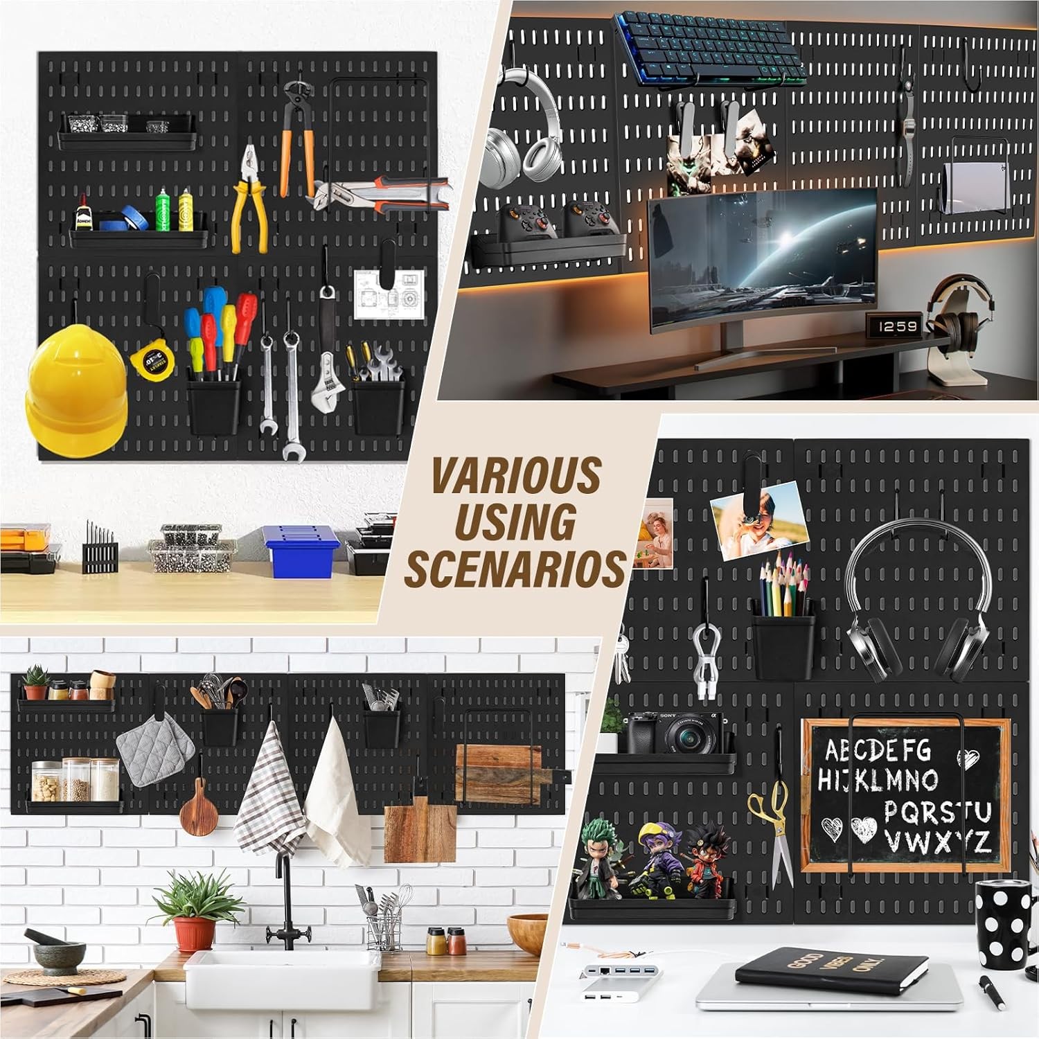 4 Pack Pegboard Shelves Wall Organizer Peg Board Shelf Brackets for Home Office