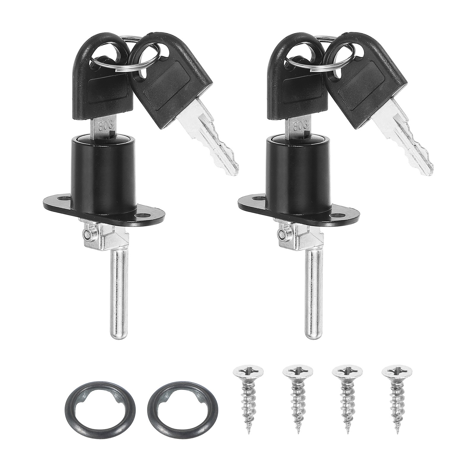 2Pcs Drawer File Cabinet Lock 19mm Alloy Lock Cylinder Keyed Different Black