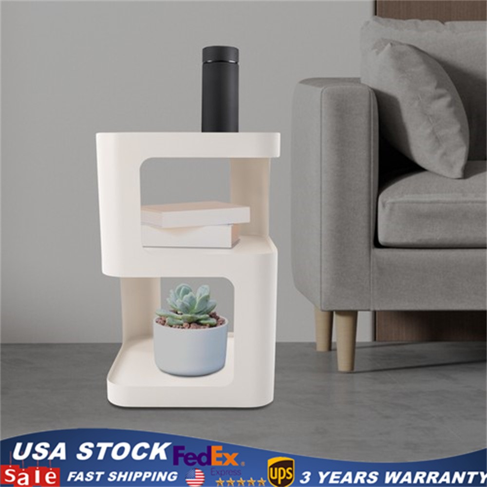 3 Tier Side Table Modern Coffee Table Sofa Bedside Table Storage Organizer White
