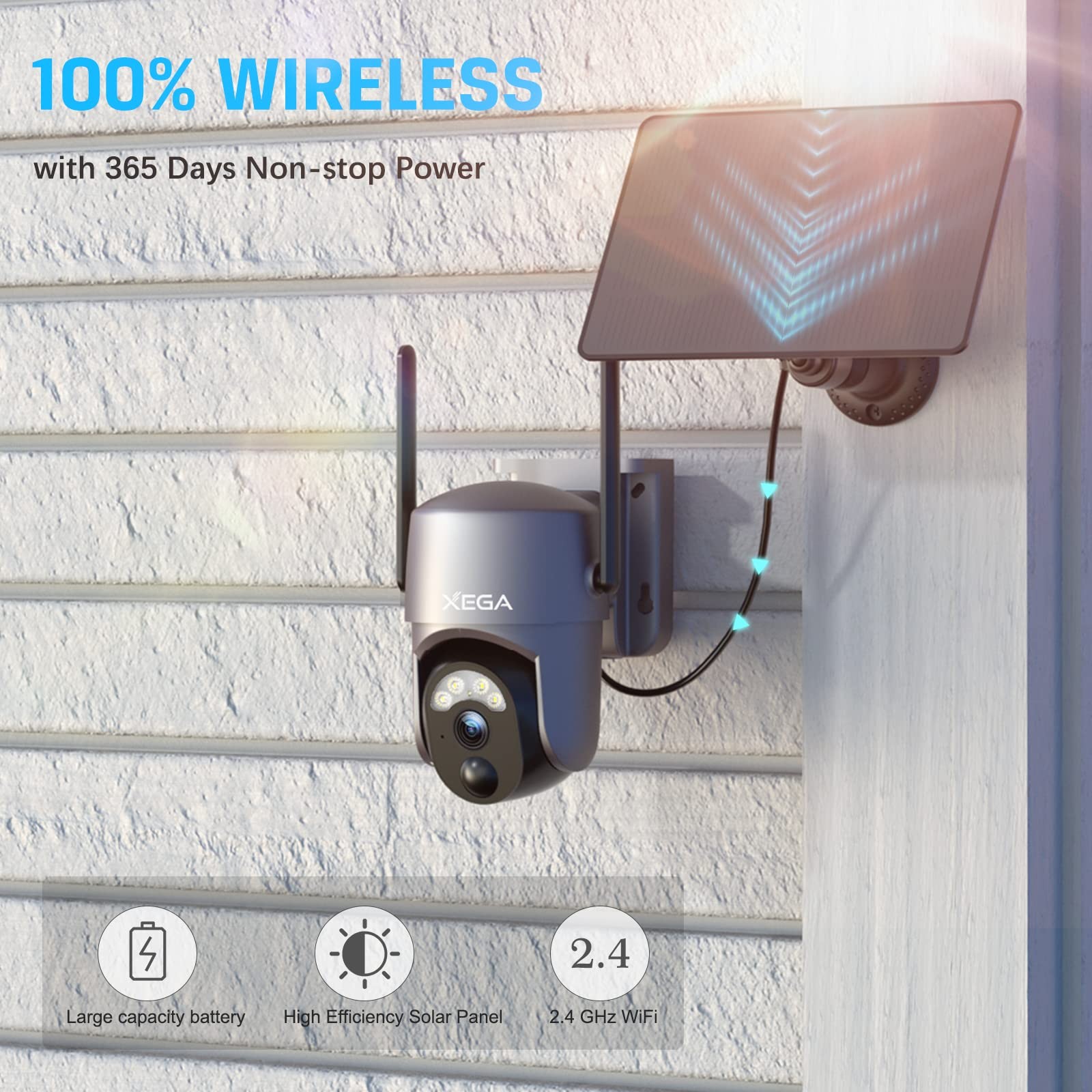 Xega Security Camera Wireless 1 Count (Pack of 1), 1-Pack with Solar Panel