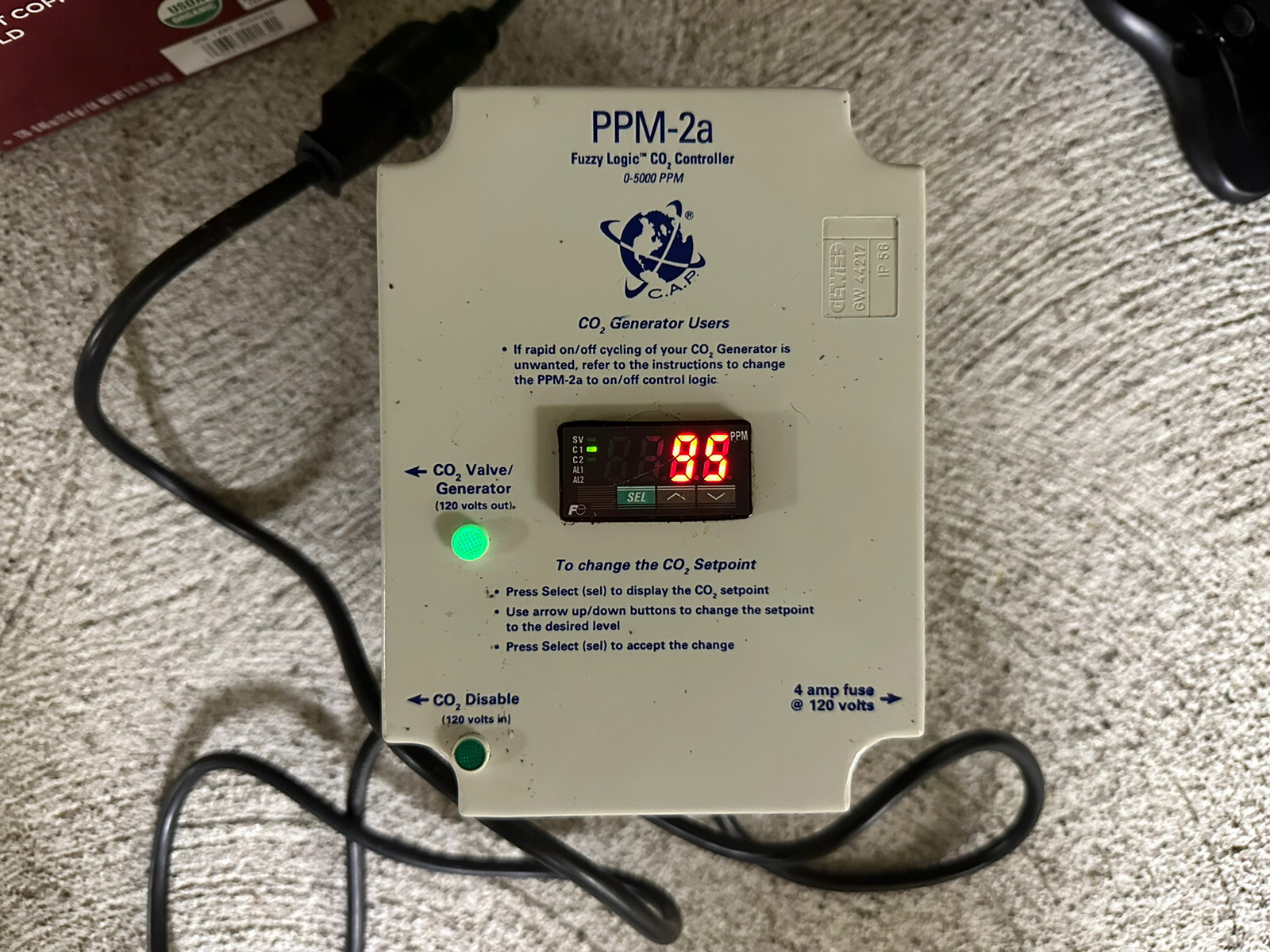 Fuzzy Logic PPM-2a Co2 Controller Monitor CAP 4amp 120V
