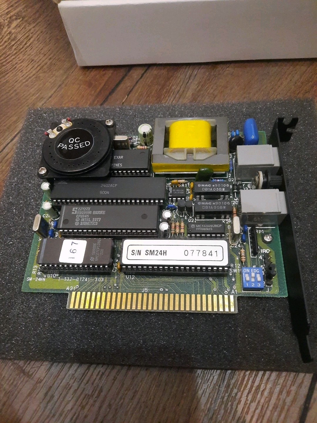 retro M-24H Modem Card 2400 bps, original packaging, unknown condition