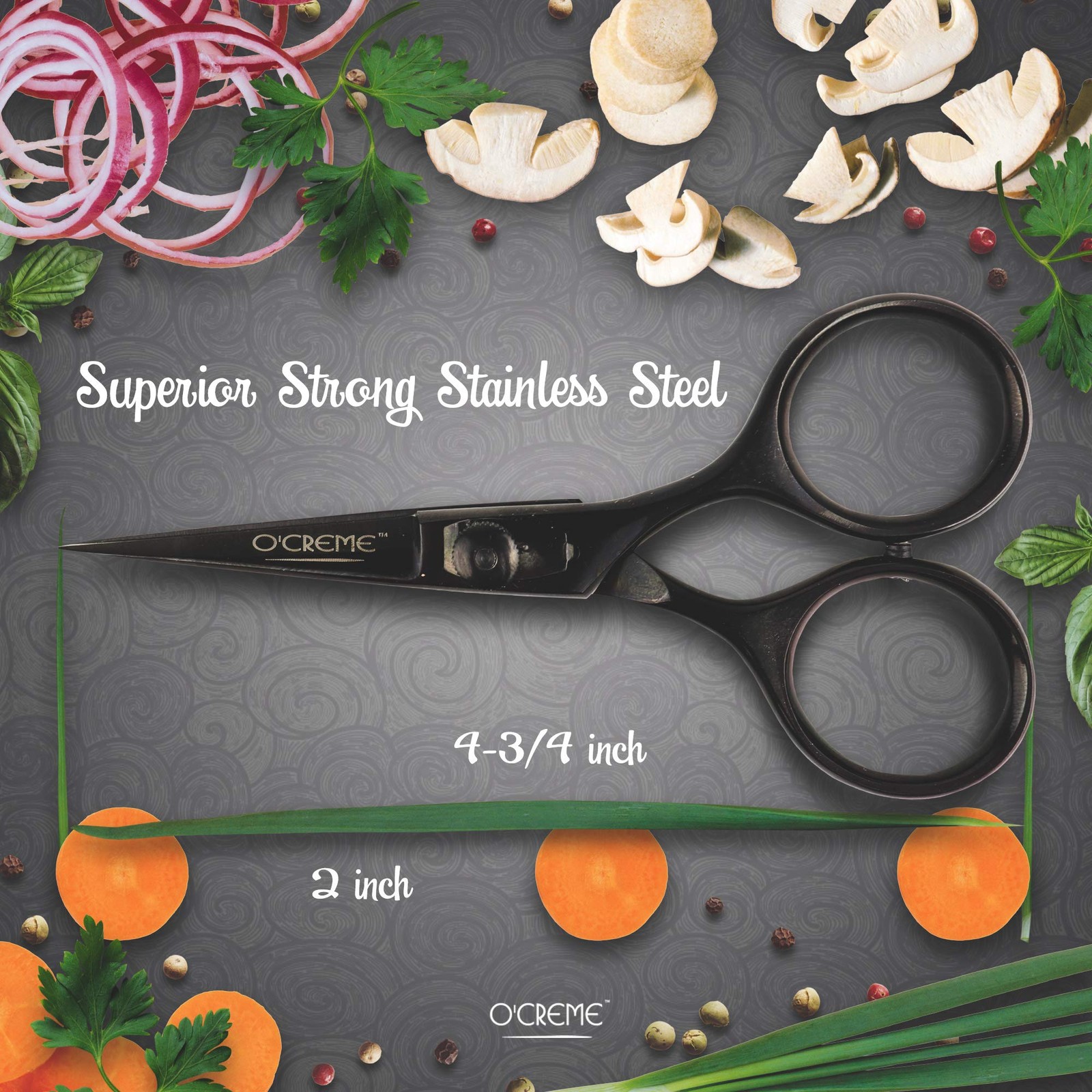 Black Super Sharp Chef Scissors All Stainless Steel Snips Garnishing Tool