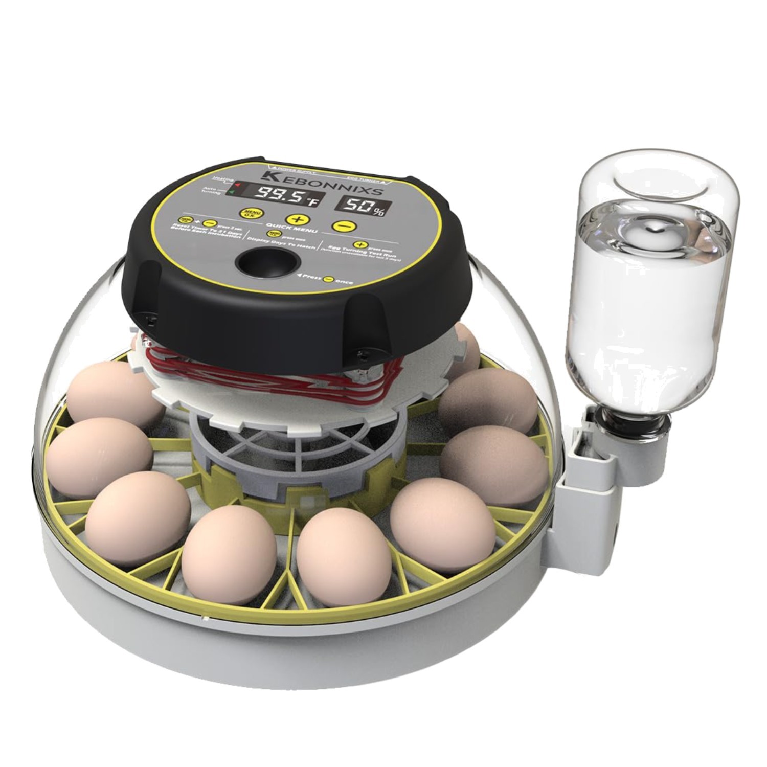 Digital Egg Incubator with Humidity Display & Turner