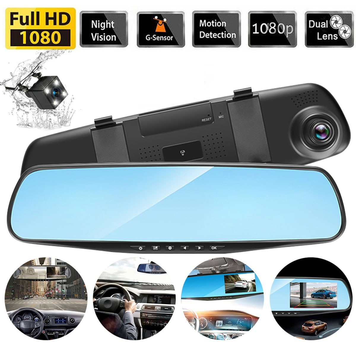 5''Dual Car Dash Cam 1080P Night Vision Function Large Screen Car Video Recorder