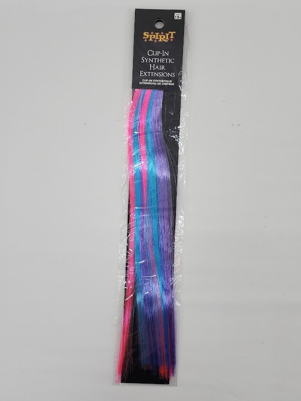 Costume Halloween Dress Up Hair Extension 2pk Pink Purple Blue Clip-In Synthetic