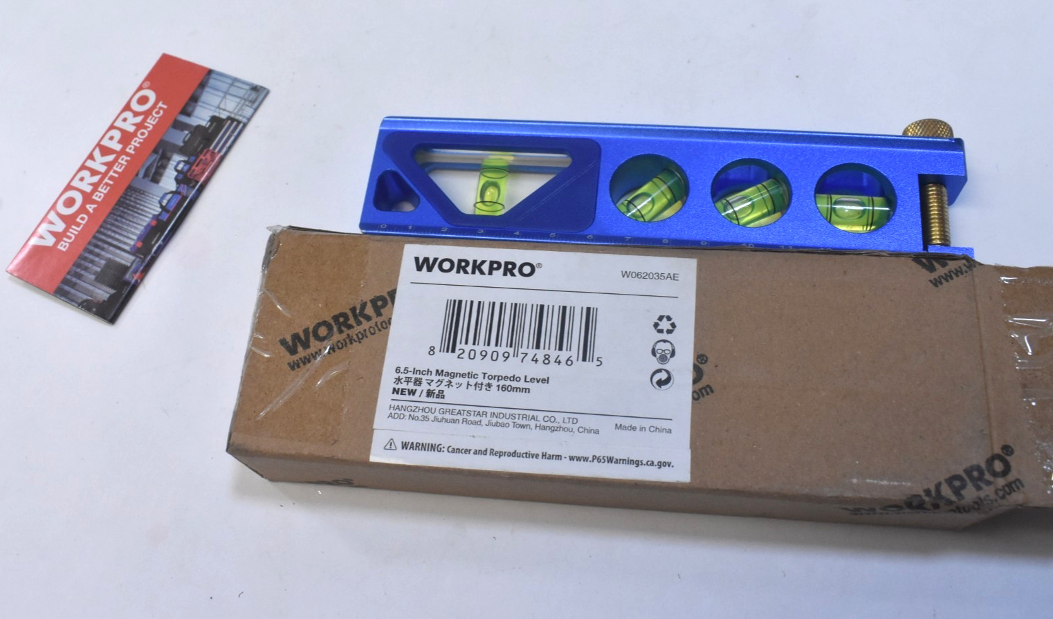 Workpro 6-1/2" Torpedo Level Magnetic 4 Vial For Conduit Bending W062035AE