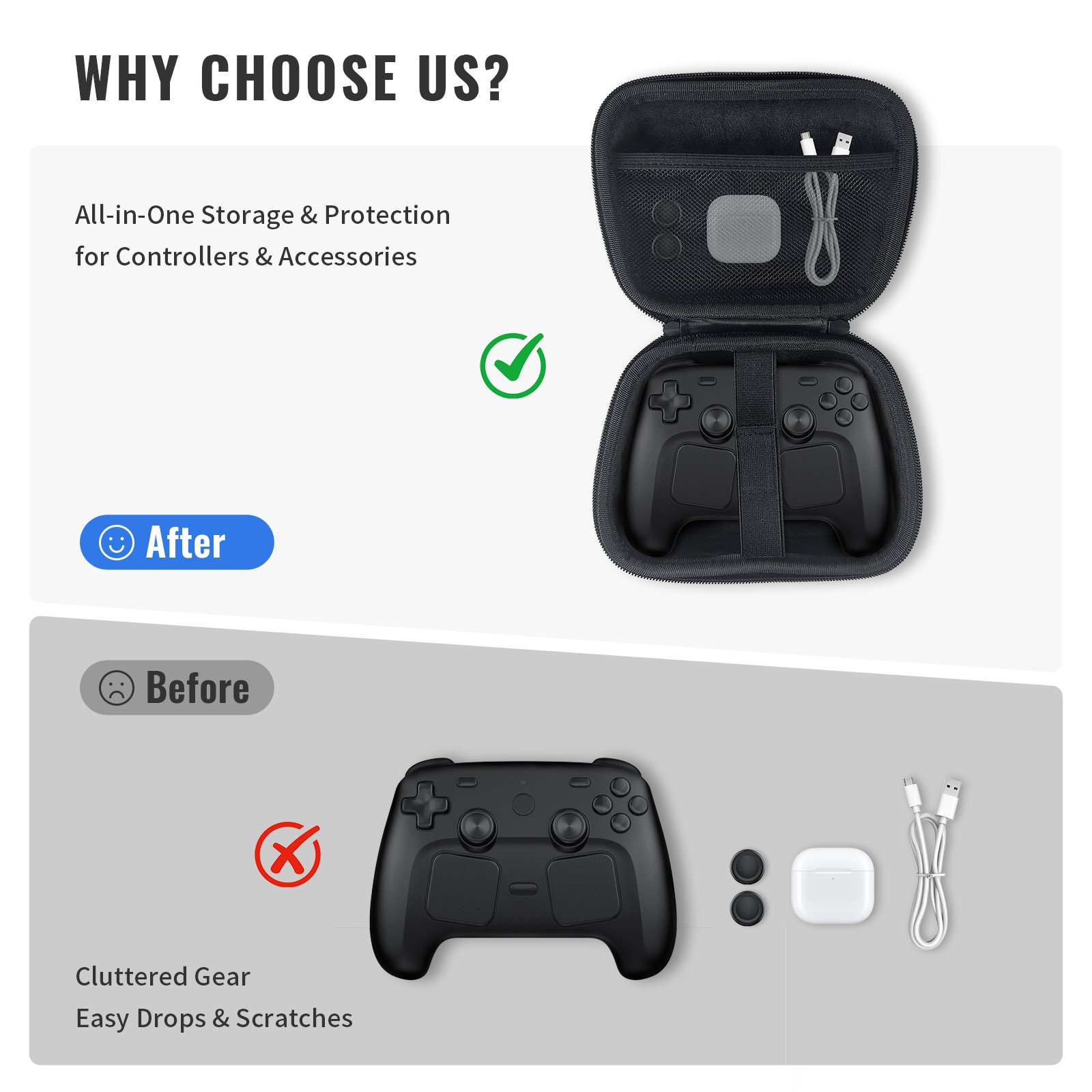 For Steam Controller2 Silicone Cover Protective Bag Hard EVA Travel Storage Case