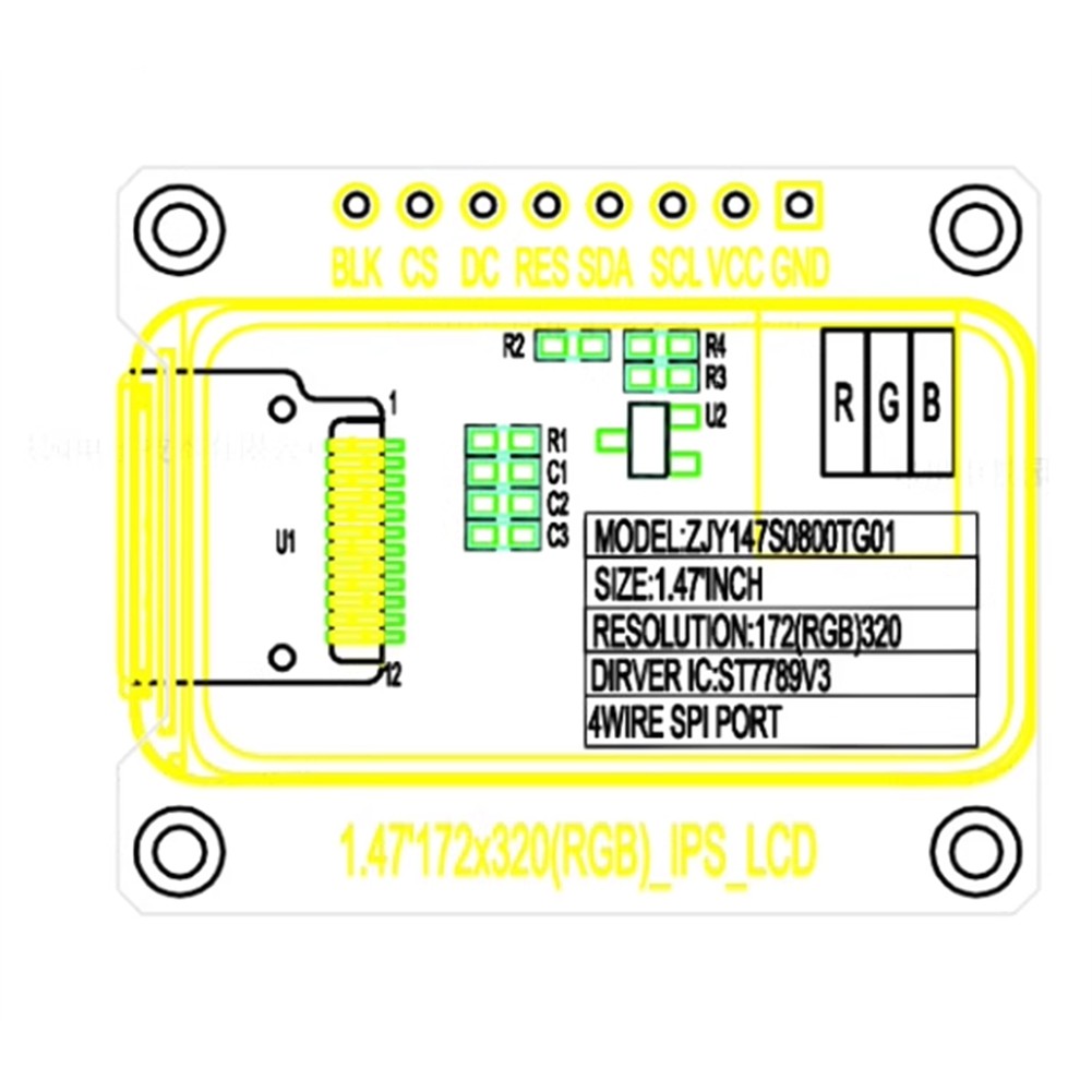 LCD Module 1.47 Inch 12PIN UART Interface 2-5.5V 8A LCD Screen Welding BOE U2M5