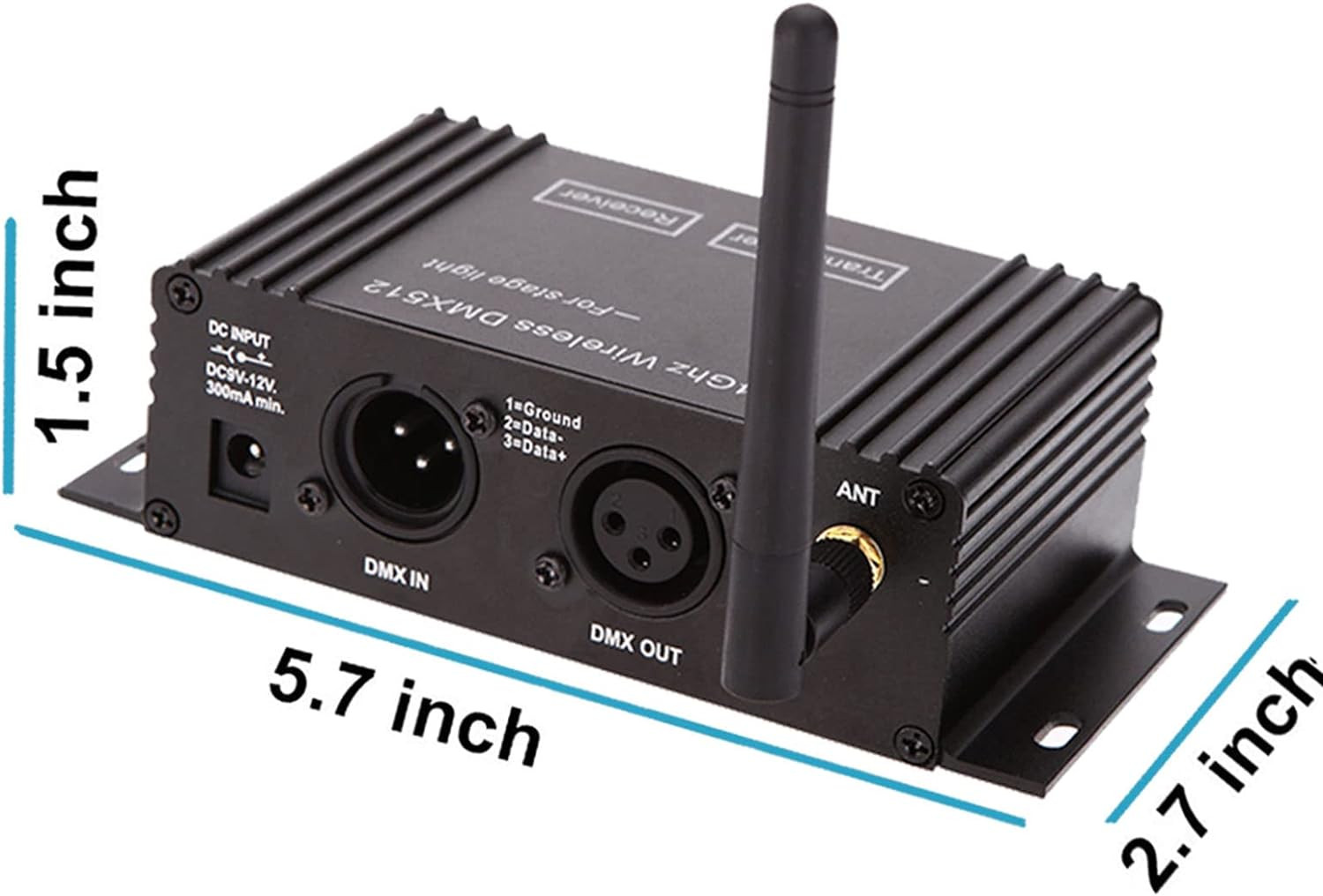 DMX 512 Controller 2.4G Wireless Transmitter Receiver LCD Display Power Adjustab