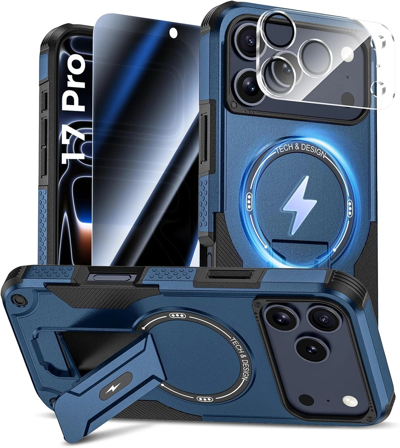 for Iphone 17 Pro Case with Privacy Tempered Glass Screen Protector & Camera Len