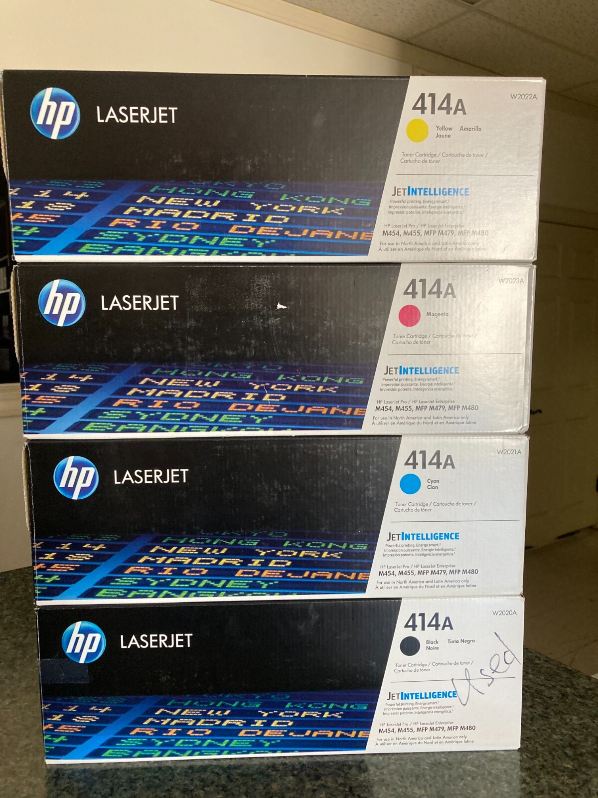 Used Empty 414A set of 4 HP toner cartridges