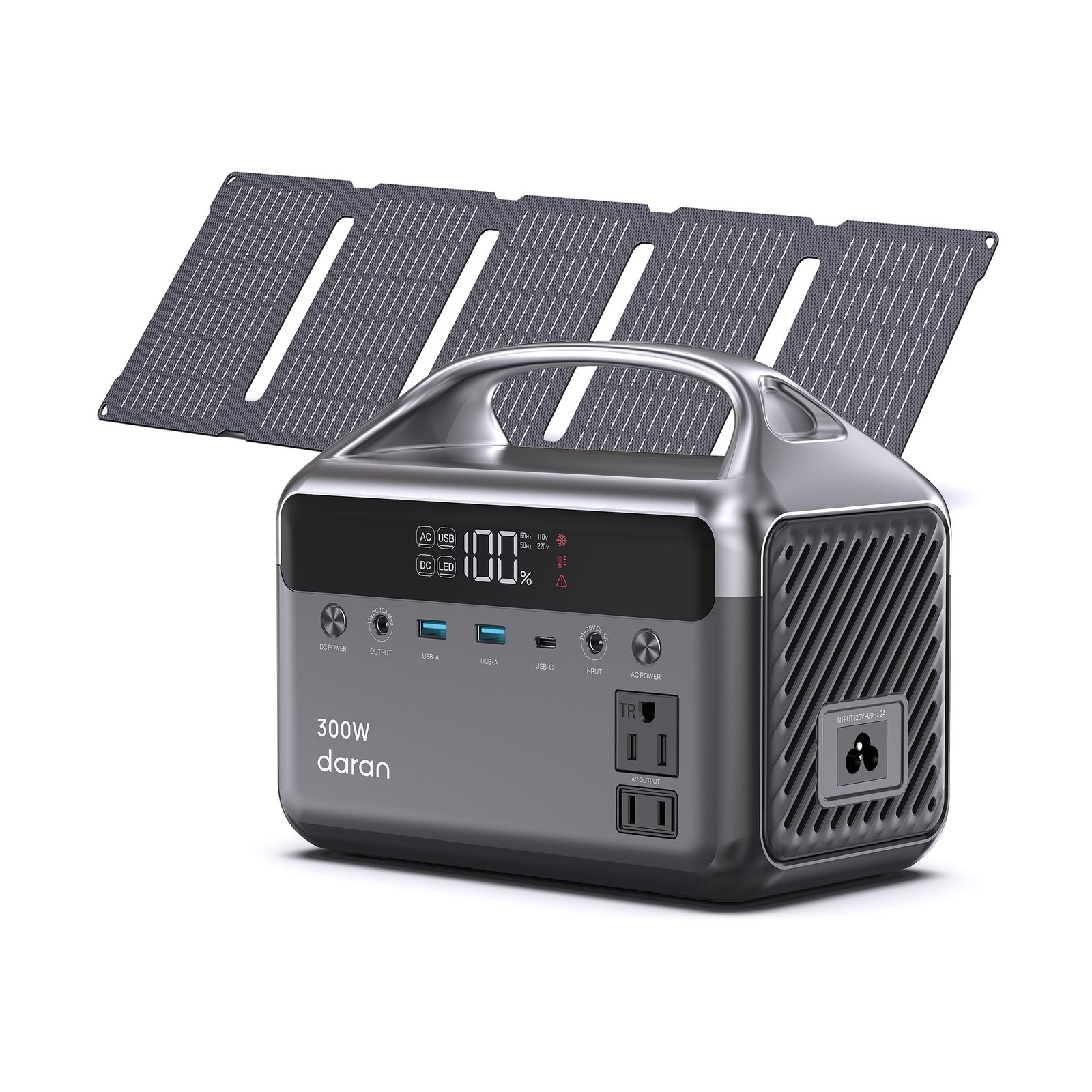 Portable Power Station 300W, 192Wh LiFePO4 Battery Solar Generator with Solar...