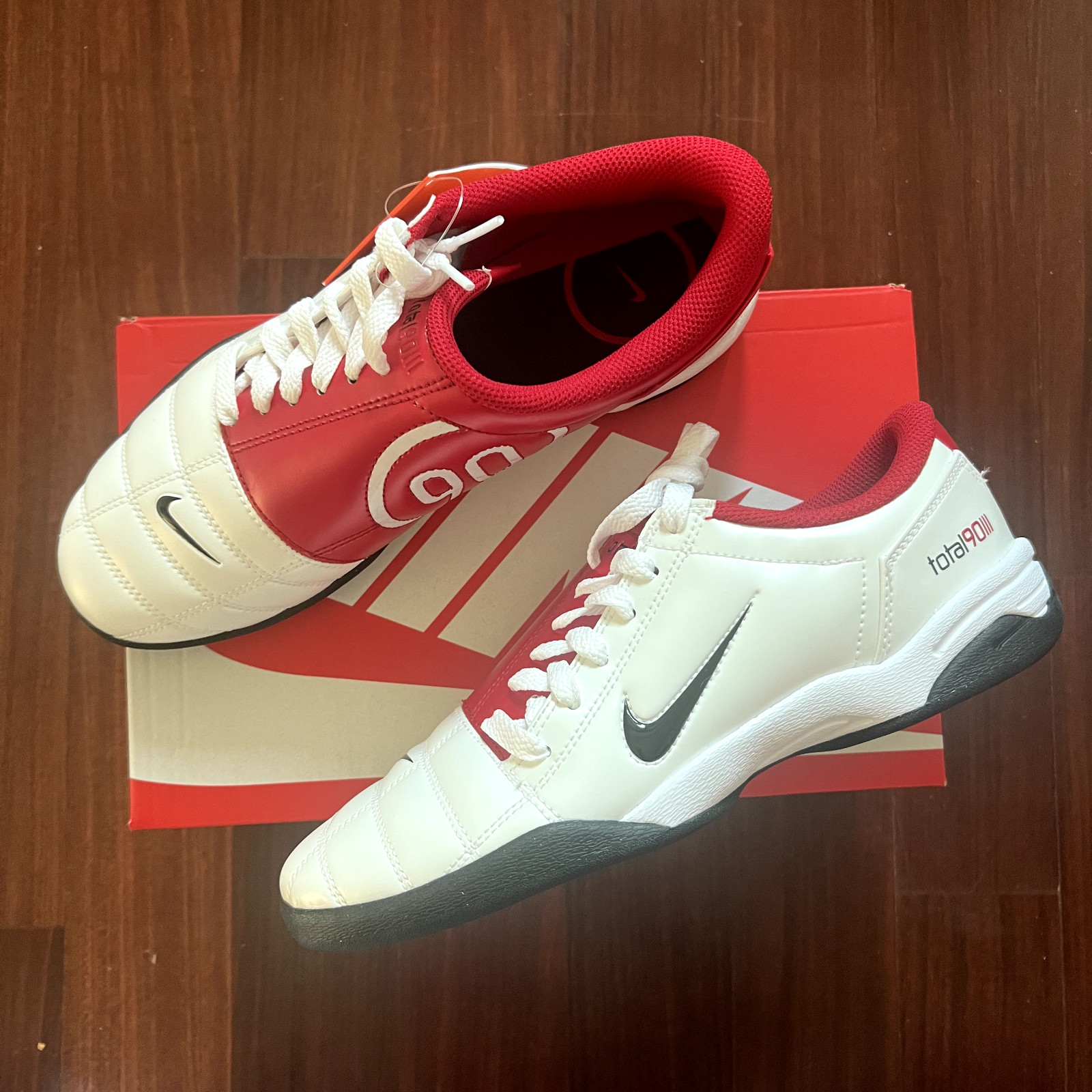 Nike Total 90 SP Mens Indoor Soccer Shoes White Gym Red Black HQ2851-100