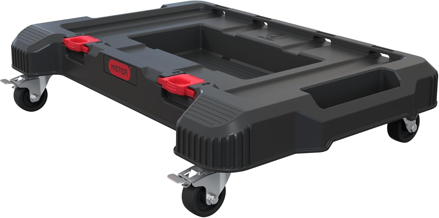 Keter Stack-n-Roll Dolly – Heavy-Duty Rolling Base Cart with Locking Wheels | Mo