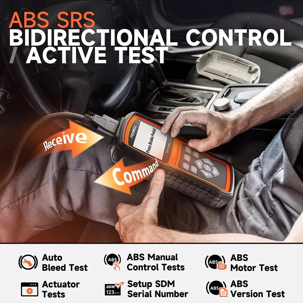 FOXWELL OBD2 Scanner Code Reader Brake Bleeding ABS SRS Resets Diagnostic Tool