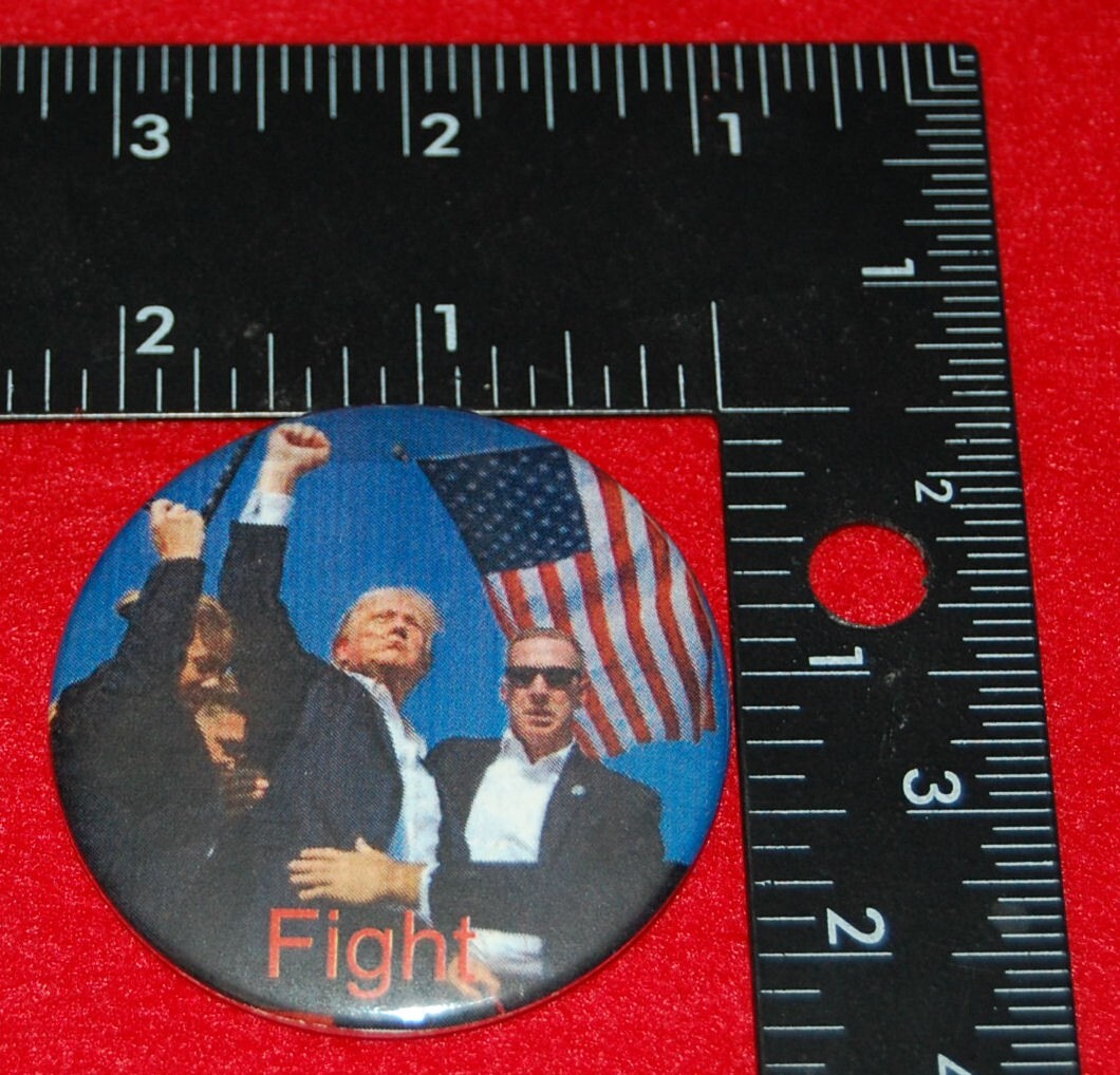 Donald Trump Fight! Shooting Pinback Button Badge, New