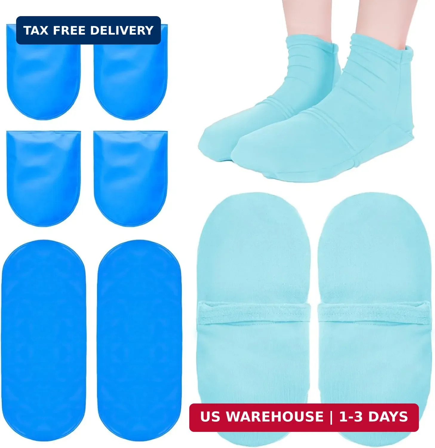 Reusable Cold Therapy Socks, Ice Pack for Feet Heels Injuries Swelling, Hot and
