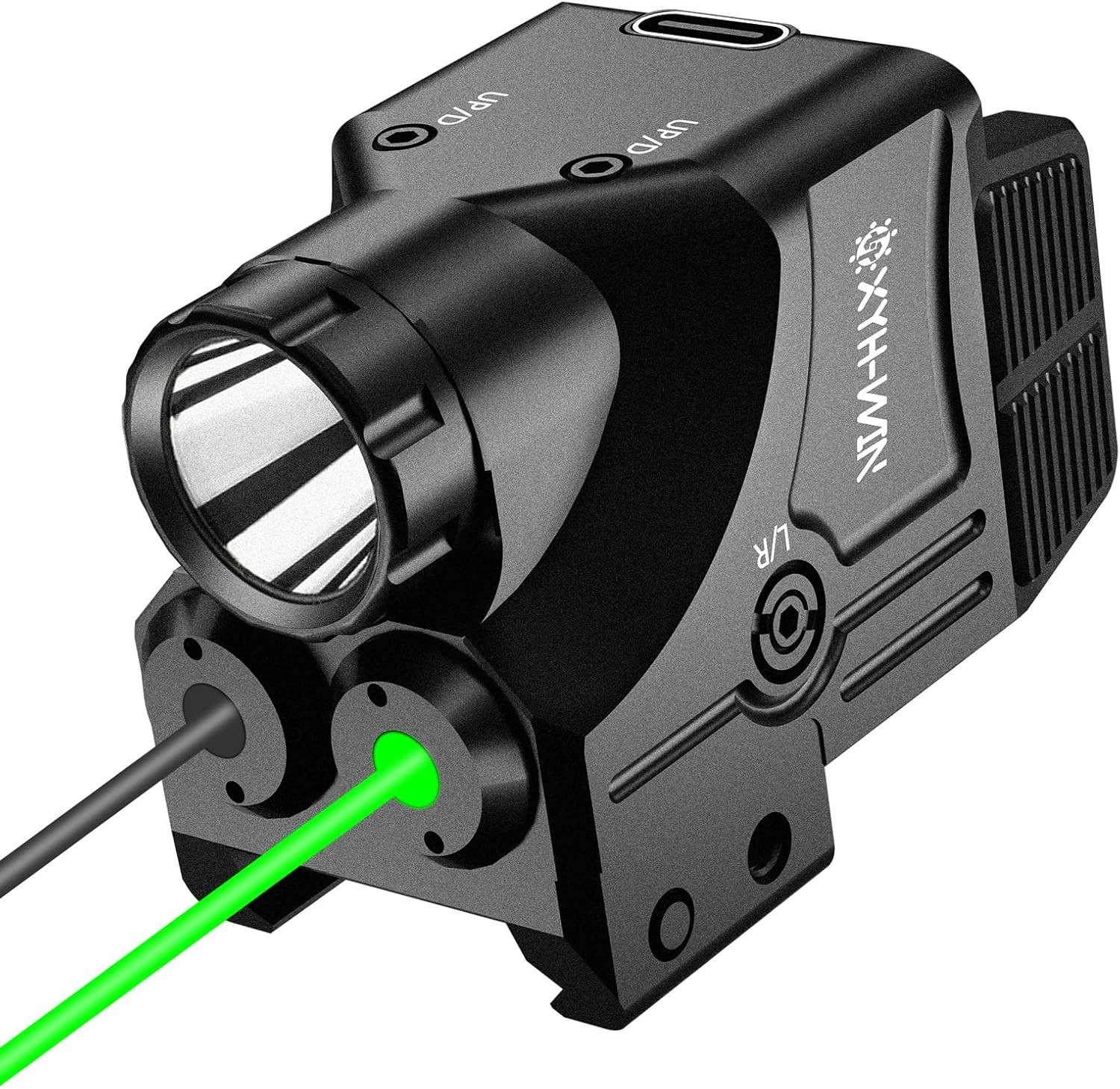 600 LM Weapon Tactical Light Green+IR Laser Sight Combo USB Rechargeable