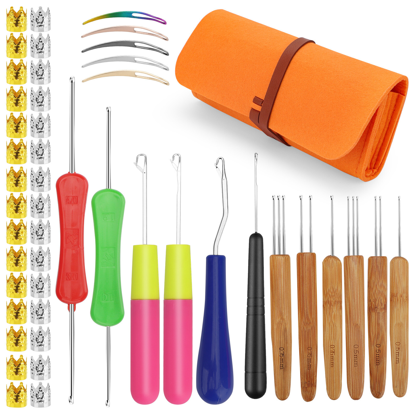 48 Pcs Dreadlock Crochet Hook Tool Set for Hair Braiding Different Size