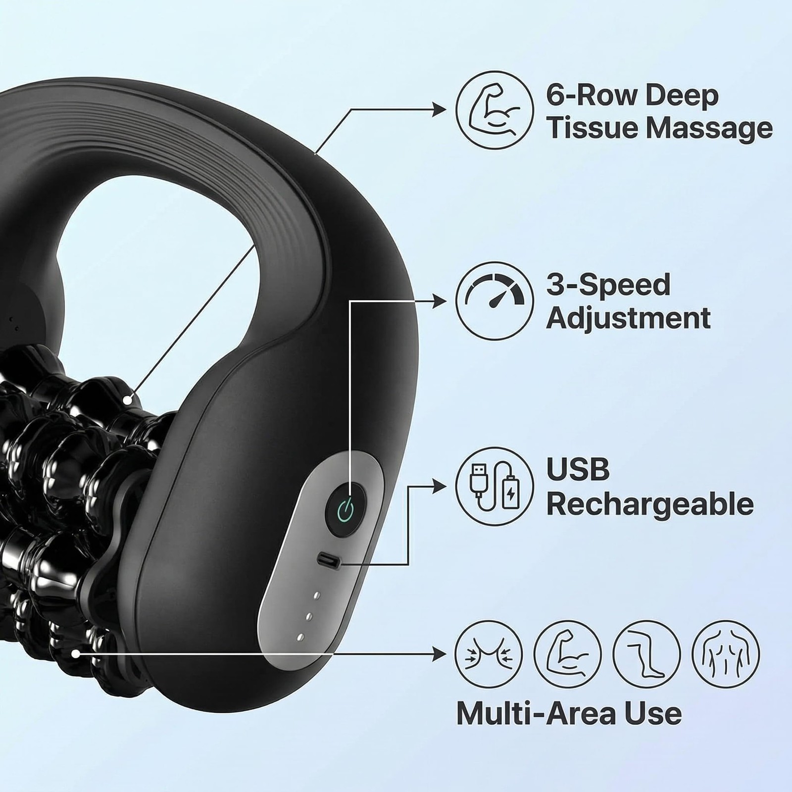 MODILIC Electric Muscle Roller for Post-Workout Recovery, Deep Rolling Black